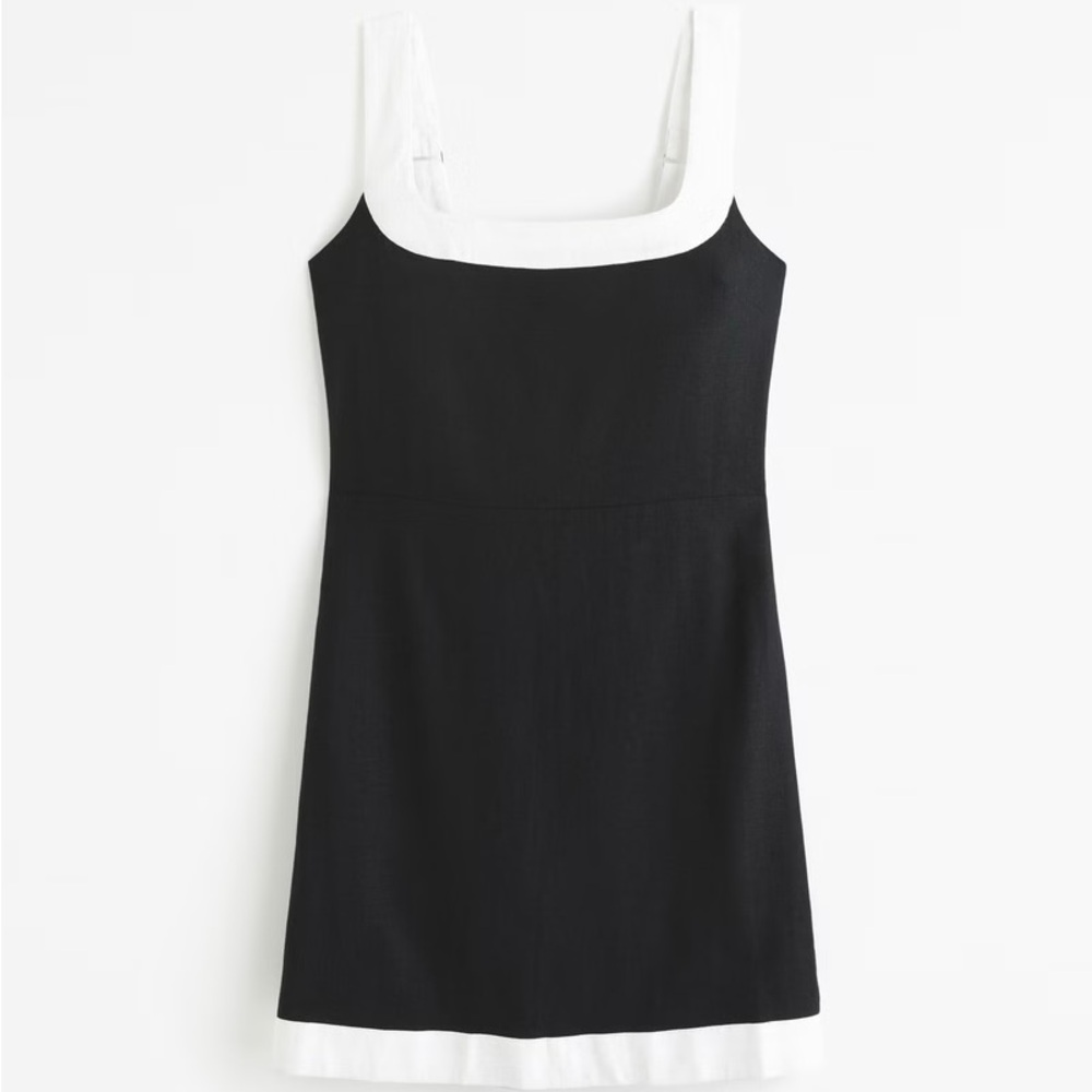 Abercrombie and Fitch Linen-Blend Wide Strap Mini Dress